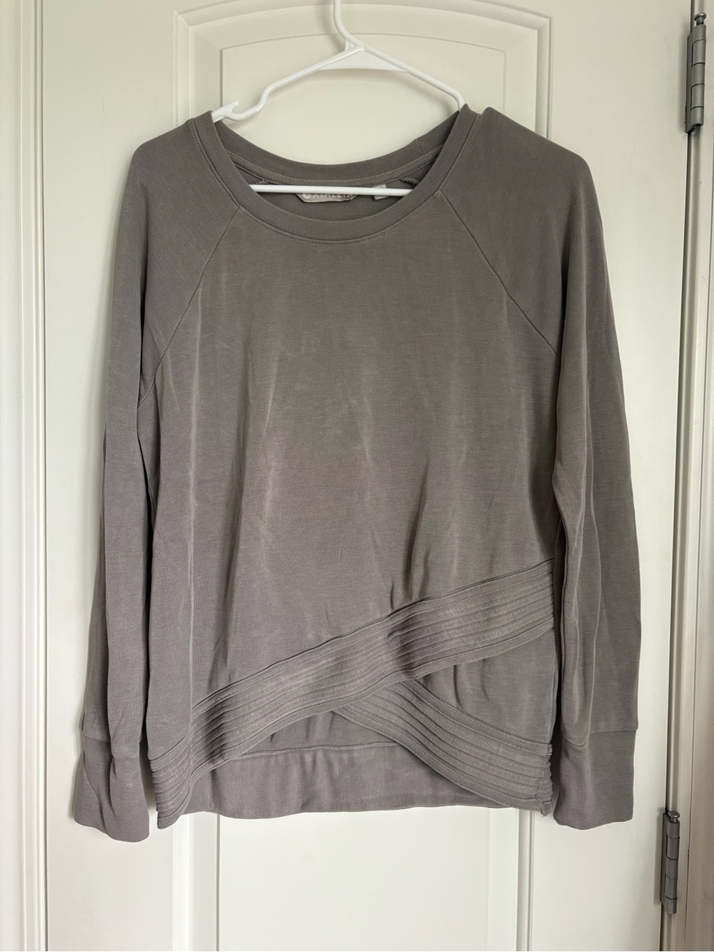 Athleta Serenity Criss Cross Front Modal Sweatshirt Gray Pullover- Size S
